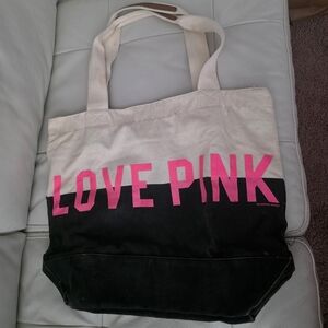 Victoria's Secret Pink and Black Canvas Tote